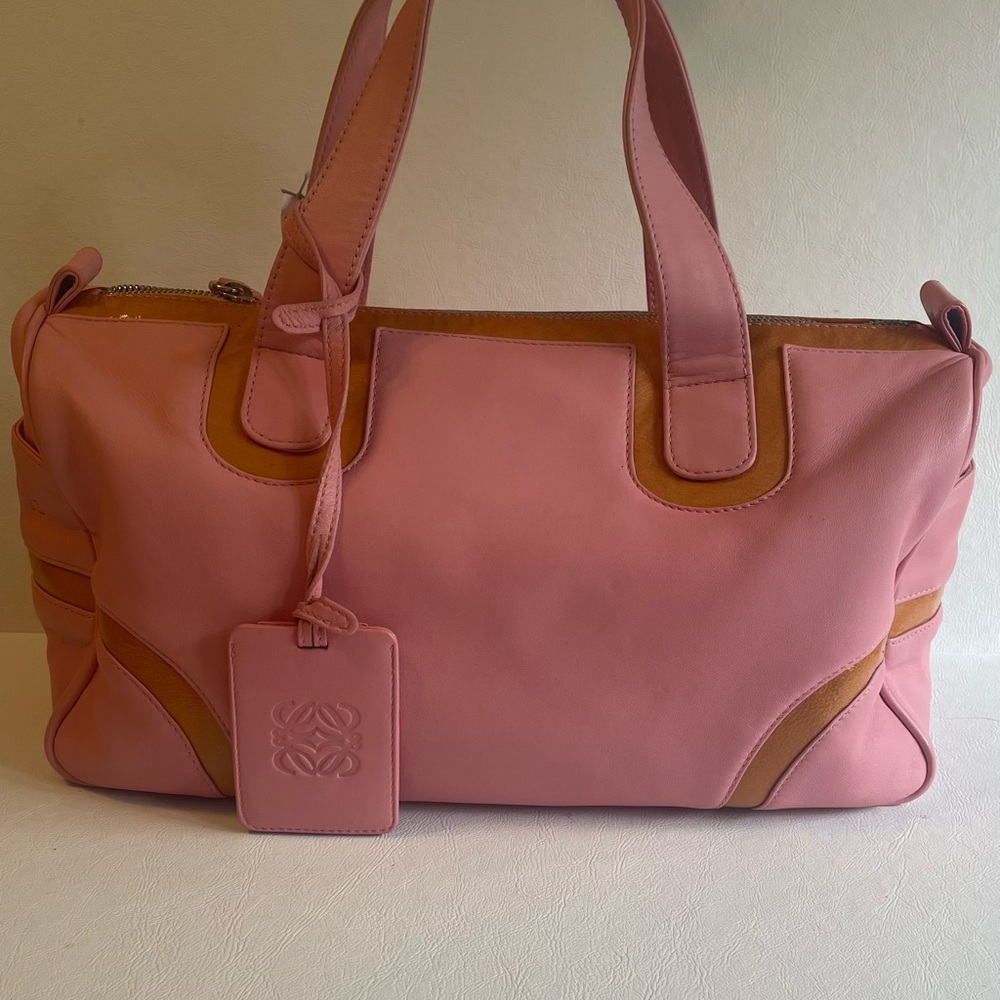 Loewe Pink and Tan Mini Boston Bag